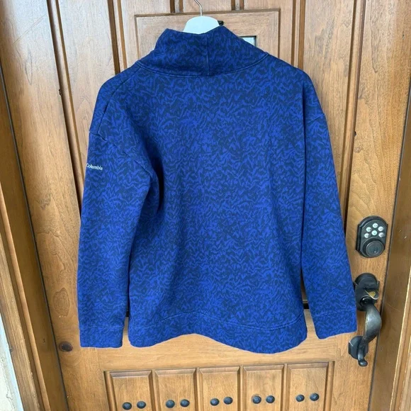 Columbia Woman’s Lodge Funnel Pullover Blue & Black Fleece Lined Size Large Cowl - Picture 4 of 6